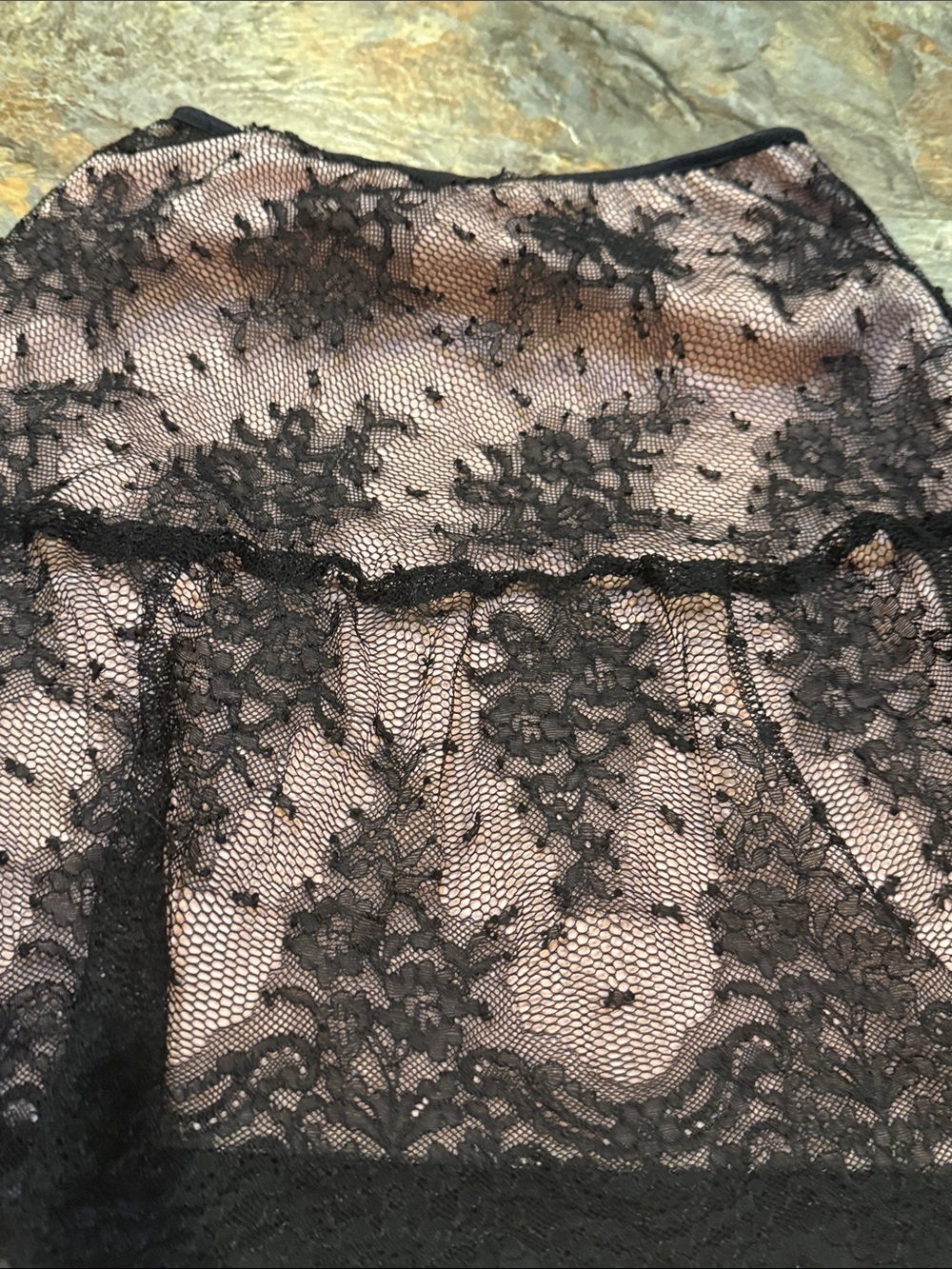 Girls size 16 Black Lace Overlay Skirt with Blush Lining - Picture 6 of 8